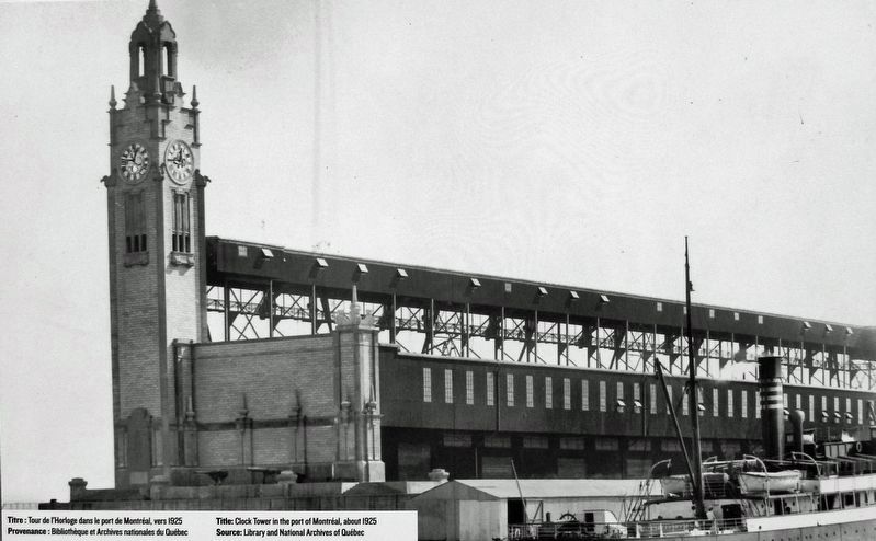Marker detail: Clock Tower in the port of Montr�al, about 1925 image. Click for full size.