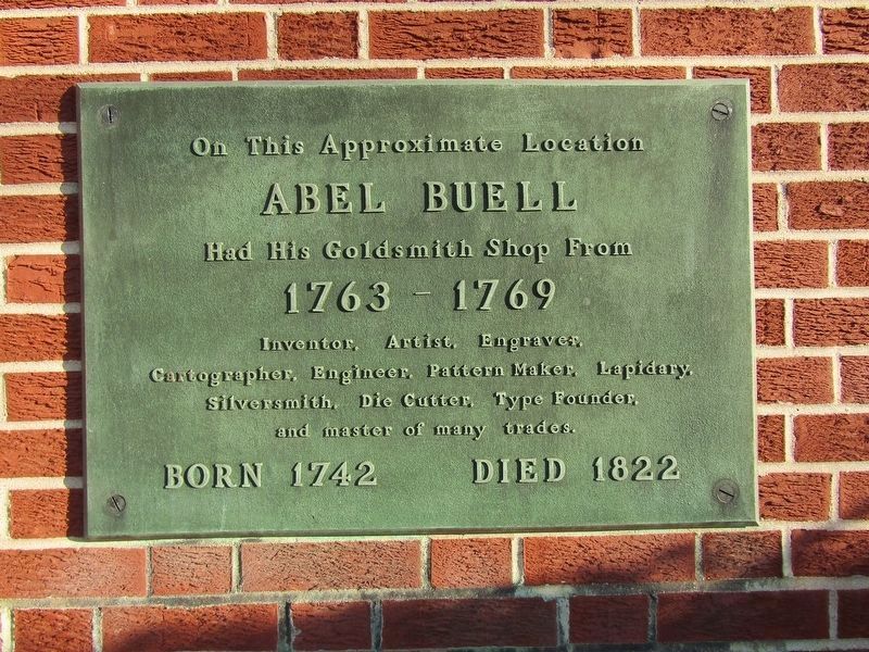 Abel Buell Goldsmith Shop Marker. Click for full size. Abel Buell Goldsmith Shop Marker image. Click for full size.