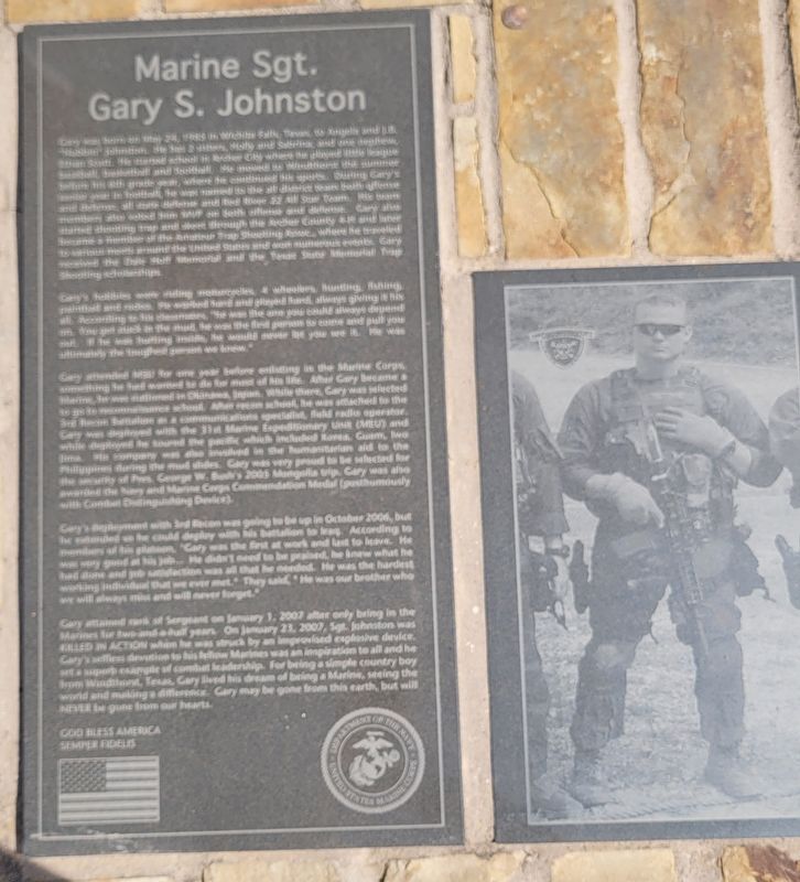 Marine Sgt. Gary S. Johnston Marker image. Click for full size.