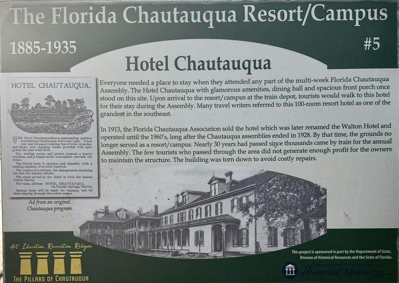 Hotel Chautauqua Marker. Click for full size. Hotel Chautauqua Marker image. Click for full size.