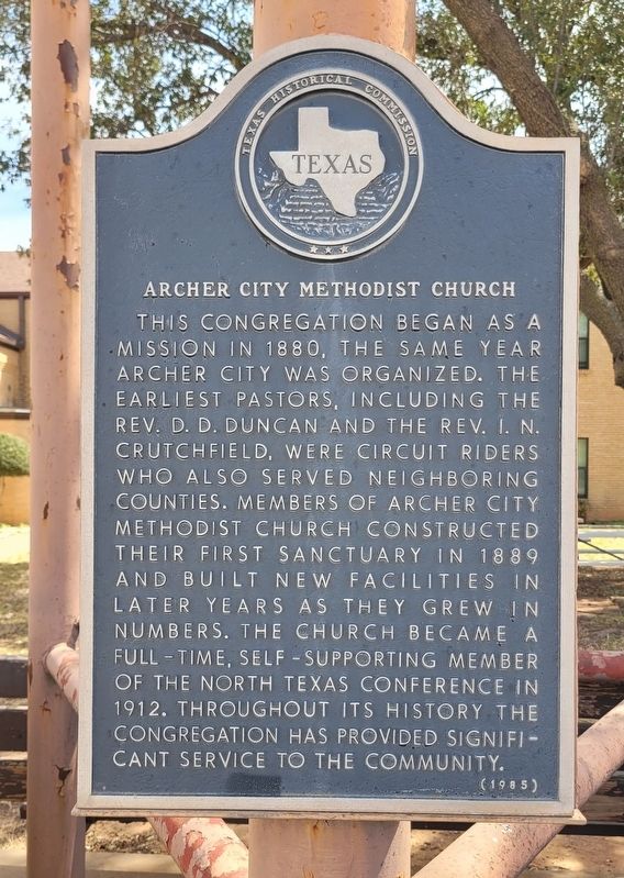 Archer City Methodist Church Marker. Click for full size. Archer City Methodist Church Marker image. Click for full size.