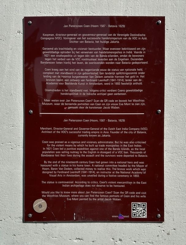 Jan Pieterszoon Coen (Hoorn 1587 - Batavia 1629) Marker image. Click for full size.