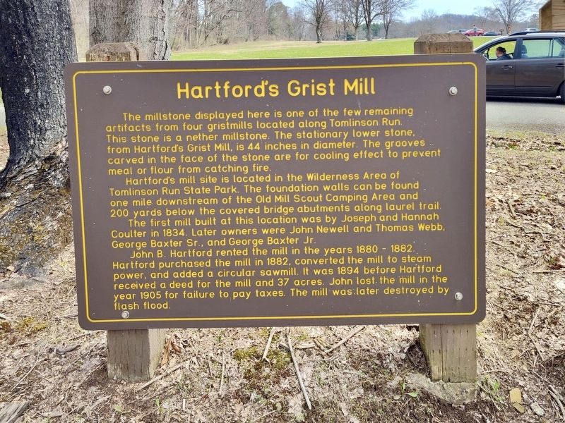 Hartford's Grist Mill Marker image. Click for full size.