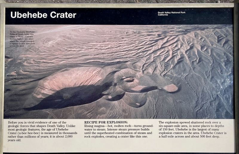 Ubehebe Crater Marker. Click for full size. Ubehebe Crater Marker image. Click for full size.