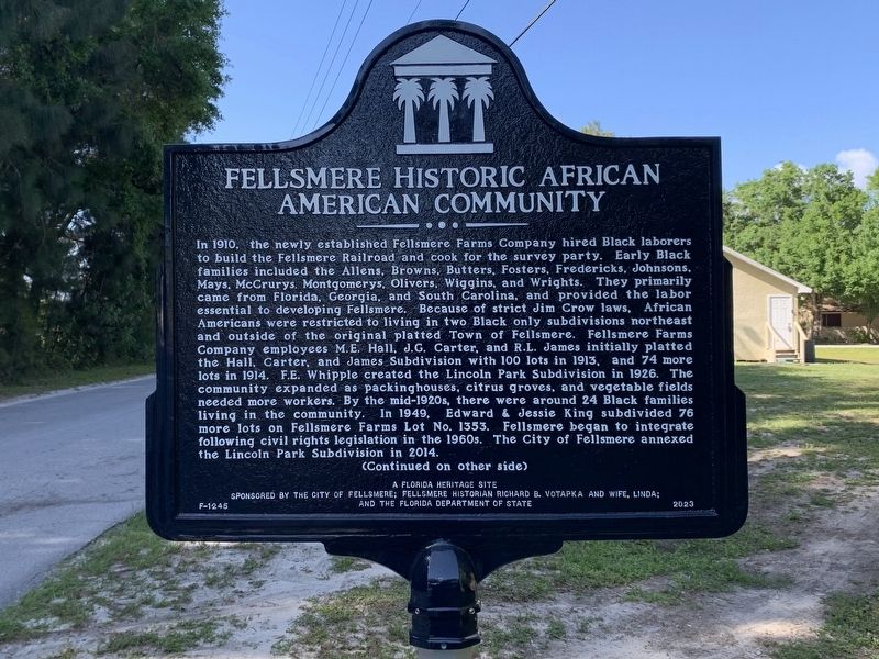 Fellsmere Historic African American Community Marker image. Click for full size.