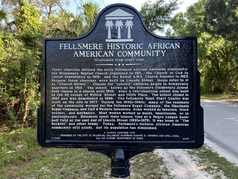 Fellsmere Historic African American Community Marker image. Click for full size.