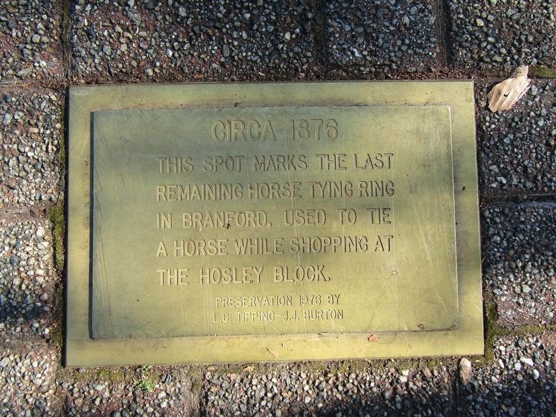 Last Horse Tying Ring in Branford Marker. Click for full size. Last Horse Tying Ring in Branford Marker image. Click for full size.