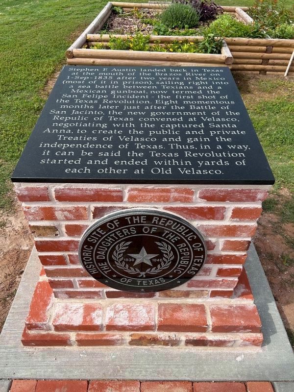 Historic Site of the Republic of Texas (Old Velasco) Marker. Click for full size. Historic Site of the Republic of Texas (Old Velasco) Marker image. Click for full size.