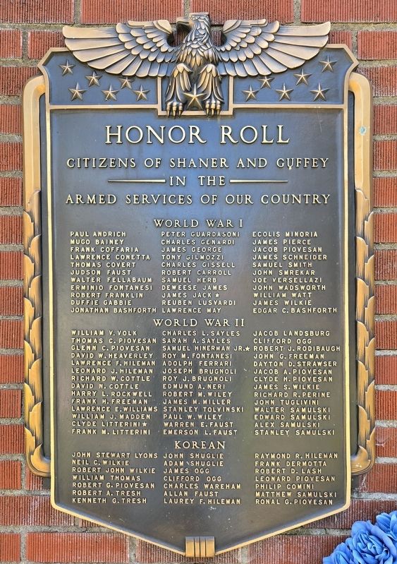 Shaner and Guffey Honor Roll Marker. Click for full size. Shaner and Guffey Honor Roll Marker image. Click for full size.