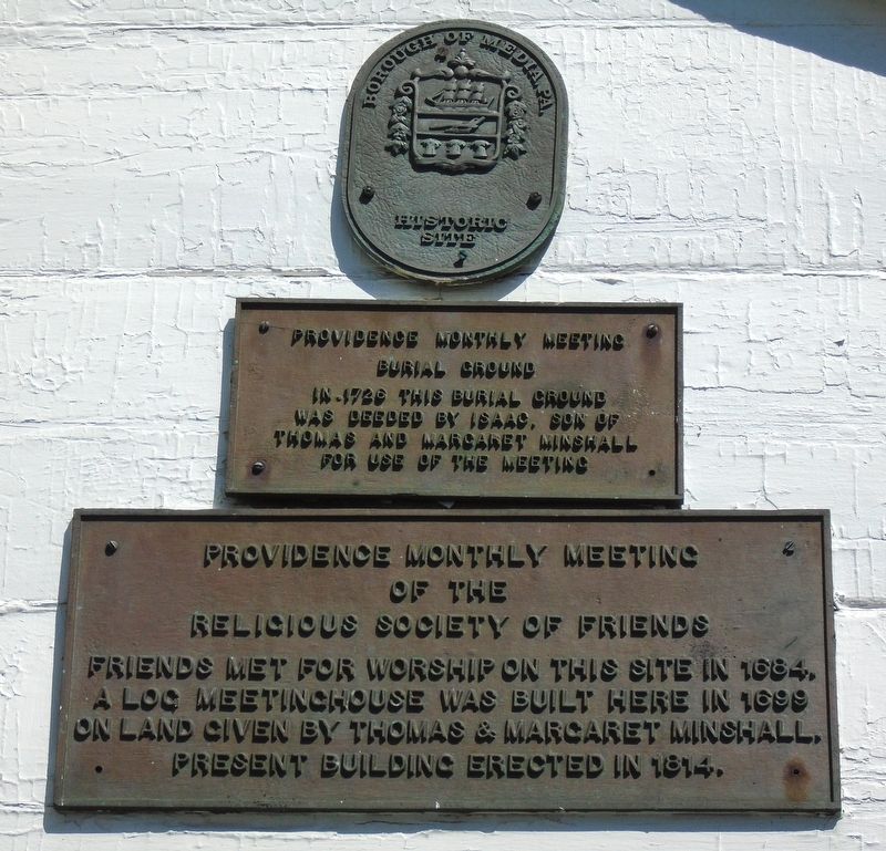 Providence Monthly Meeting of the Religious Society of Friends Markers. Click for full size. Providence Monthly Meeting of the Religious Society of Friends Markers image. Click for full size.