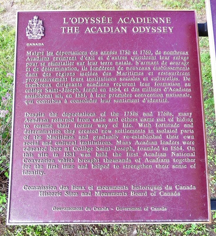 L'Odyss�e acadienne/The Acadian Odyssey Marker image. Click for full size.