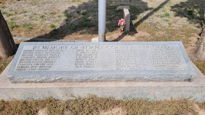 In Memory of Foard County War Dead Marker. Click for full size. In Memory of Foard County War Dead Marker image. Click for full size.