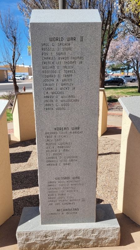 Curry County Veterans Memorial - 4th Panel. Click for full size. Curry County Veterans Memorial - 4th Panel image. Click for full size.