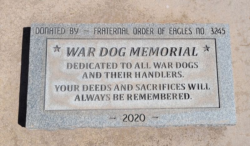 War Dog Memorial. Click for full size. War Dog Memorial image. Click for full size.