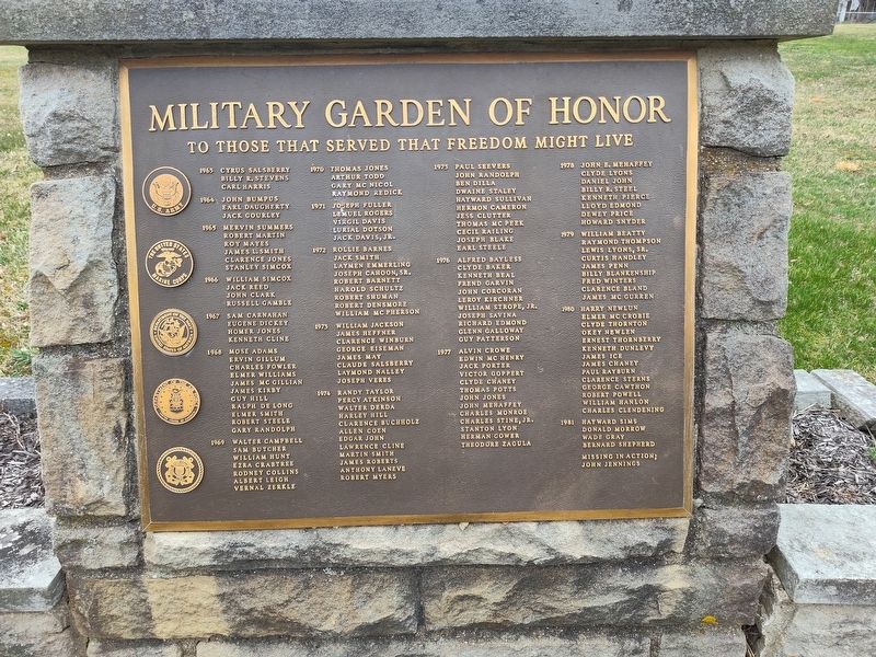Military Garden Of Honor Marker. Click for full size. Military Garden Of Honor Marker image. Click for full size.