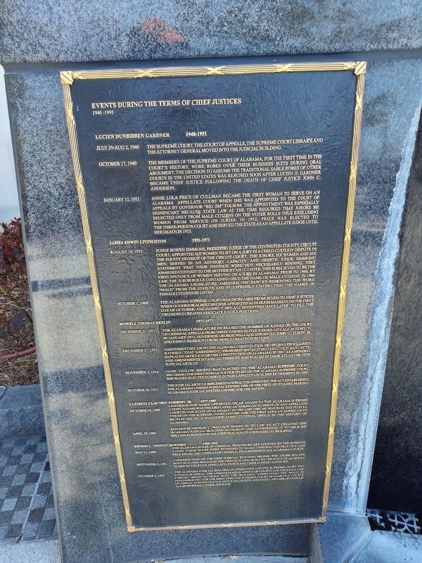 Events During the Terms of Chief Justices 1940-1995 Marker. Click for full size. Events During the Terms of Chief Justices 1940-1995 Marker image. Click for full size.