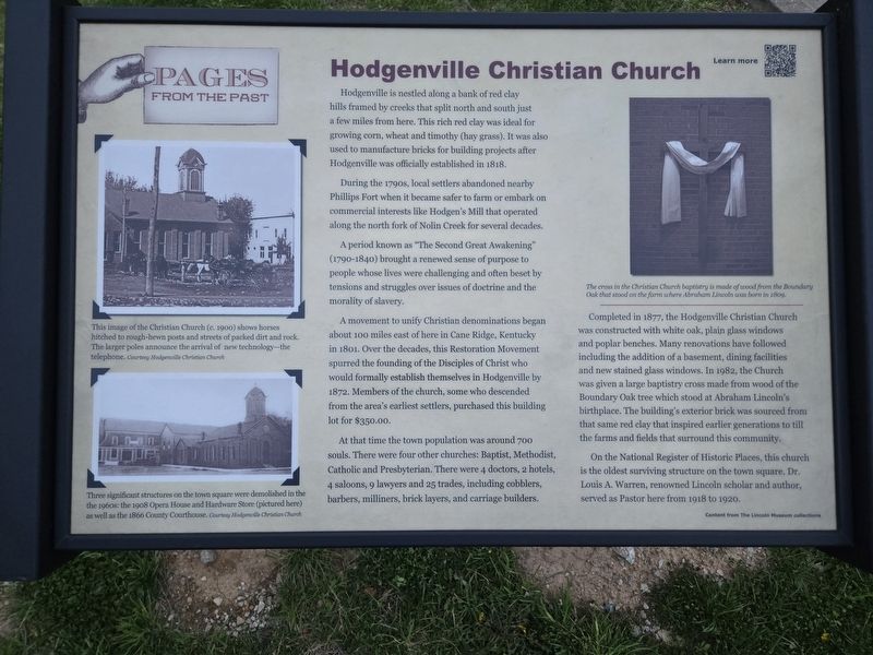 Hodgenville Christian Church Marker. Click for full size. Hodgenville Christian Church Marker image. Click for full size.