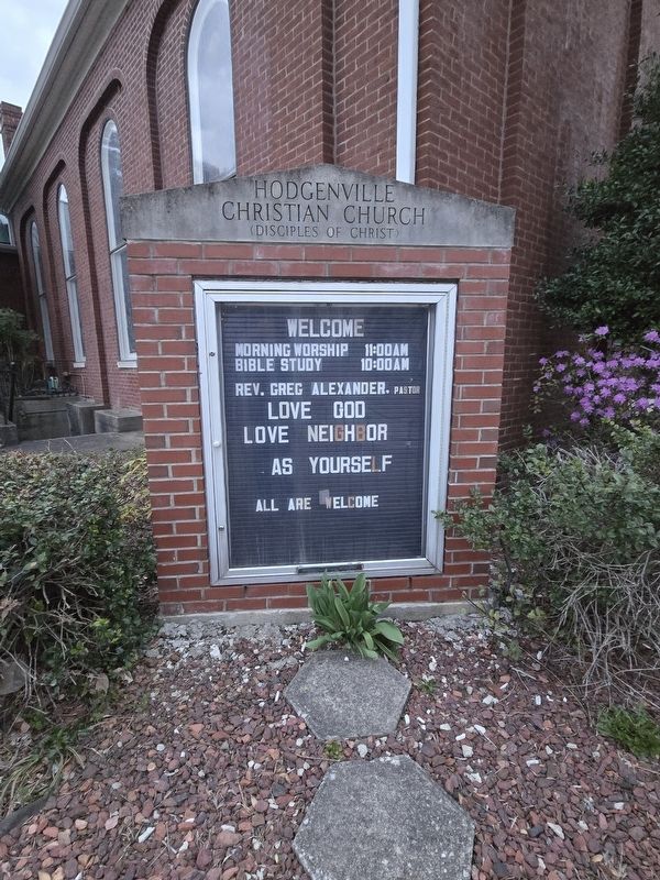 Hodgenville Christian Church sign on. Click for full size. Hodgenville Christian Church sign on image. Click for full size.