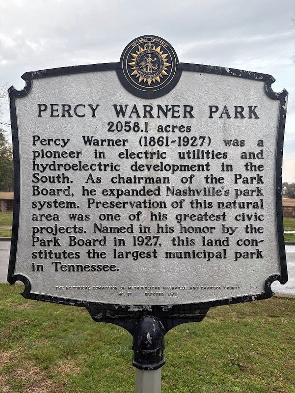 Percy Warner Park Marker image. Click for full size.
