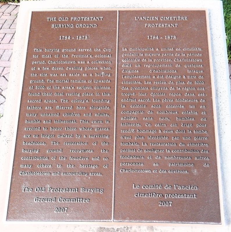 The Old Protestant Burying Ground / L'ancien cimeti�re protestant Marker image. Click for full size.