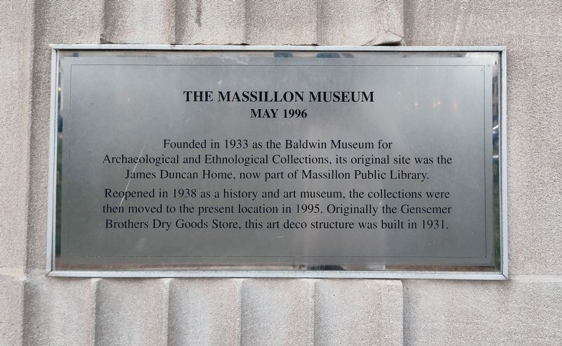 The Massillon Museum Marker image. Click for full size.