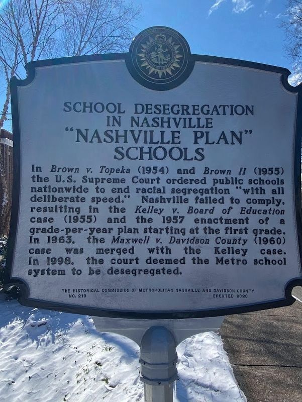 School Desegration in Nashville "Nashville Plan" Schools side of the marker image. Click for full size.