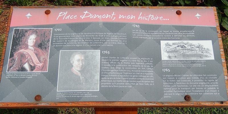 Place Dumont, mon histoire... Marker. Click for full size. Place Dumont, mon histoire... Marker image. Click for full size.