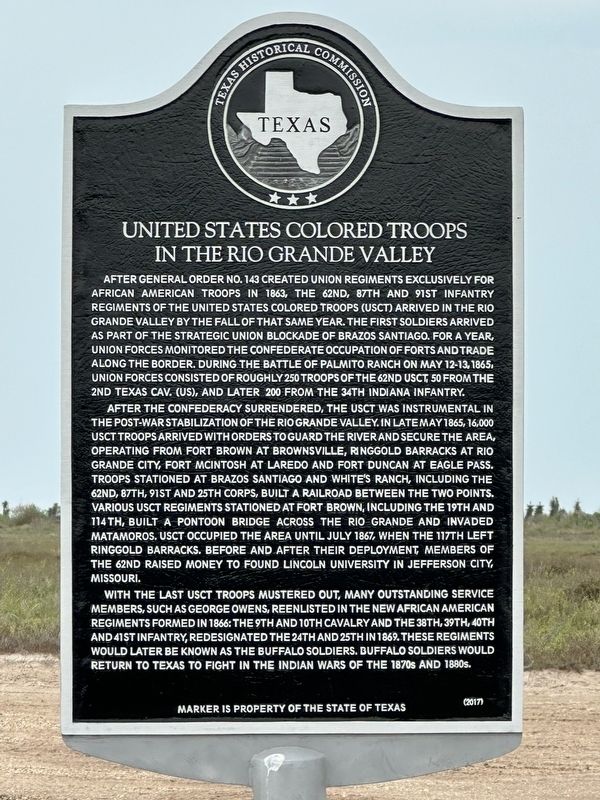 United States Colored Troops in the Rio Grande Valley Marker image. Click for full size.
