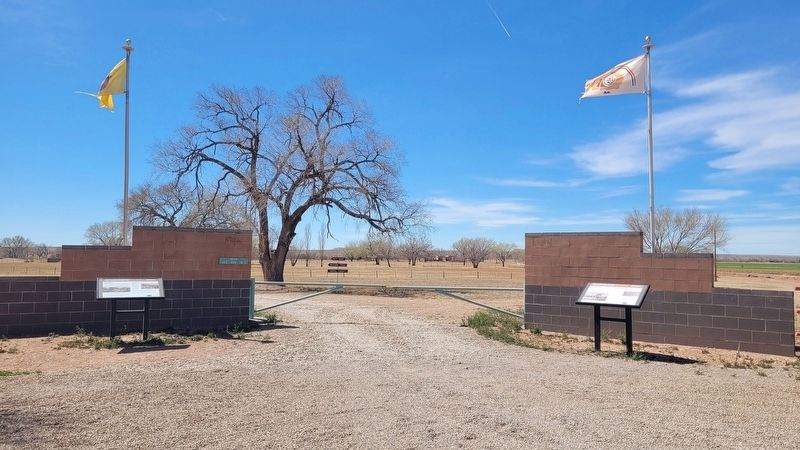 The entrance to the Bosque Redondo Memorial at Fort Sumner Historic Site. Click for full size. The entrance to the Bosque Redondo Memorial at Fort Sumner Historic Site image. Click for full size.