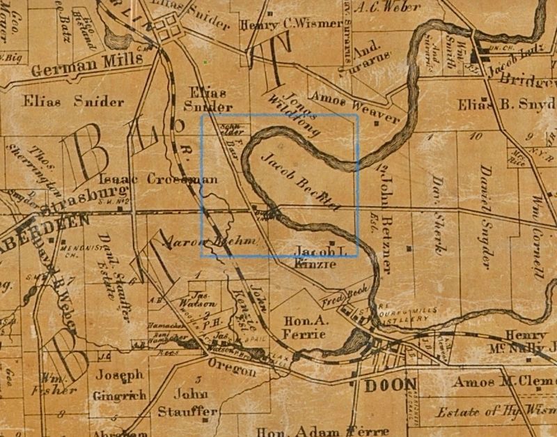 Area of the Huron Road and Bechtel’s Ford, 1861. Click for full size. Area of the Huron Road and Bechtel’s Ford, 1861 image. Click for full size.