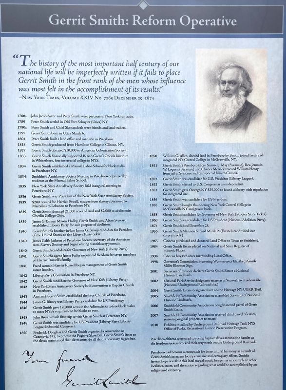 Gerrit Smith: Reform Operative Marker. Click for full size. Gerrit Smith: Reform Operative Marker image. Click for full size.