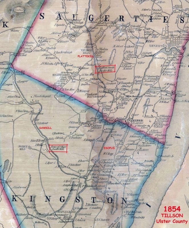 Howe’s Powder Mill-Cropped 1854 Tillson map of Ulster County.. Click for full size. Howe’s Powder Mill-Cropped 1854 Tillson map of Ulster County. image. Click for full size.