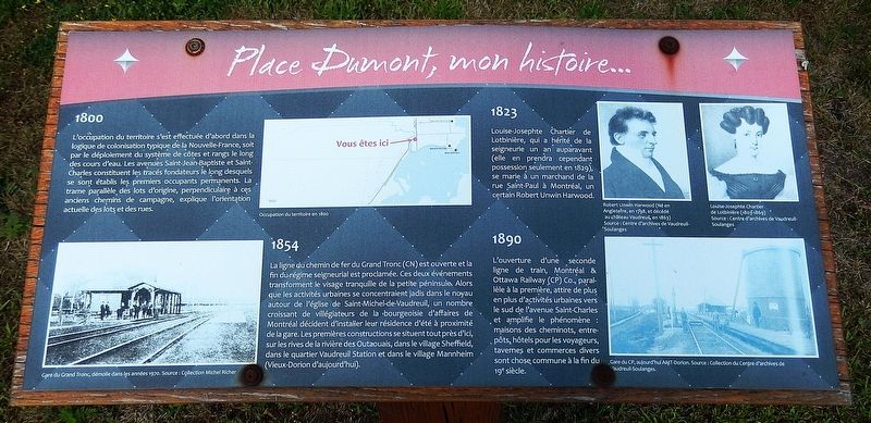 Place Dumont, mon histoire... Marker. Click for full size. Place Dumont, mon histoire... Marker image. Click for full size.