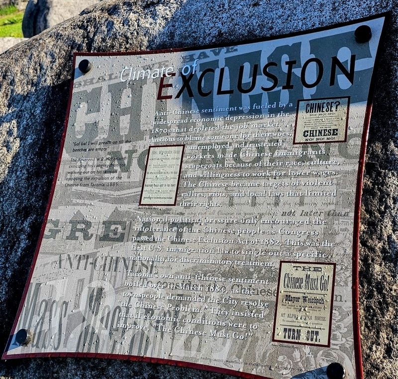 Climate of Exclusion Marker. Click for full size. Climate of Exclusion Marker image. Click for full size.