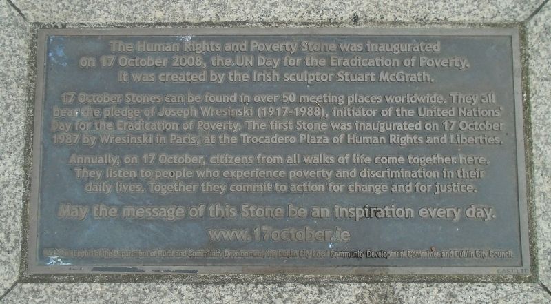 Human Rights and Poverty Stone Marker. Click for full size. Human Rights and Poverty Stone Marker image. Click for full size.