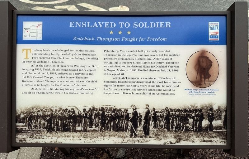 Enslaved to Soldier - Zedekiah Thompson fought for Freedom Marker. Click for full size. Enslaved to Soldier - Zedekiah Thompson fought for Freedom Marker image. Click for full size.