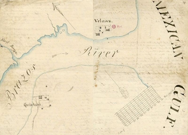 1836 Scale Drawing of Mouth of Brazos River by Eduard Harkort image. Click for full size.