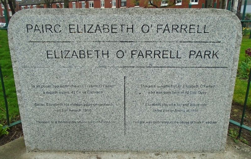 Pairc Elizabeth O'Farrell Park Marker. Click for full size. Pairc Elizabeth O'Farrell Park Marker image. Click for full size.