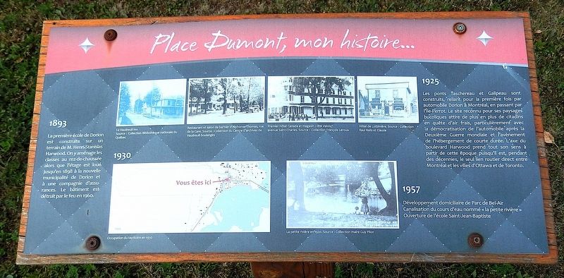 Place Dumont, mon histoire... Marker. Click for full size. Place Dumont, mon histoire... Marker image. Click for full size.