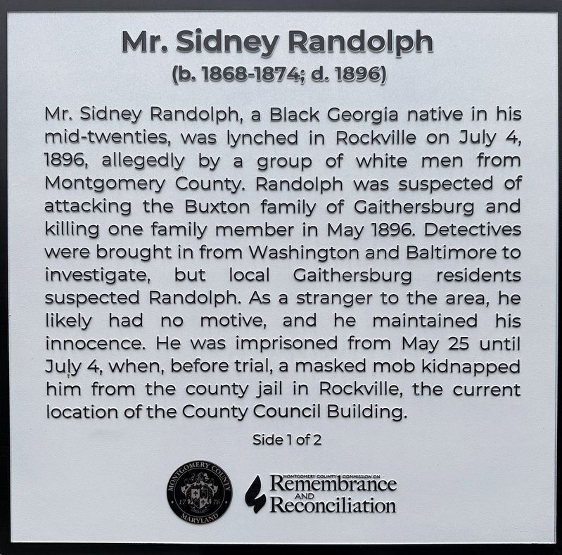 Mr. Sidney Randolph Marker. Click for full size. Mr. Sidney Randolph Marker image. Click for full size.