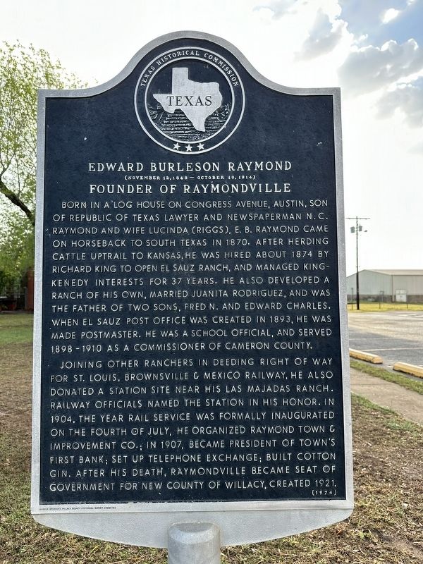 Edward Burleson Raymond Marker. Click for full size. Edward Burleson Raymond Marker image. Click for full size.