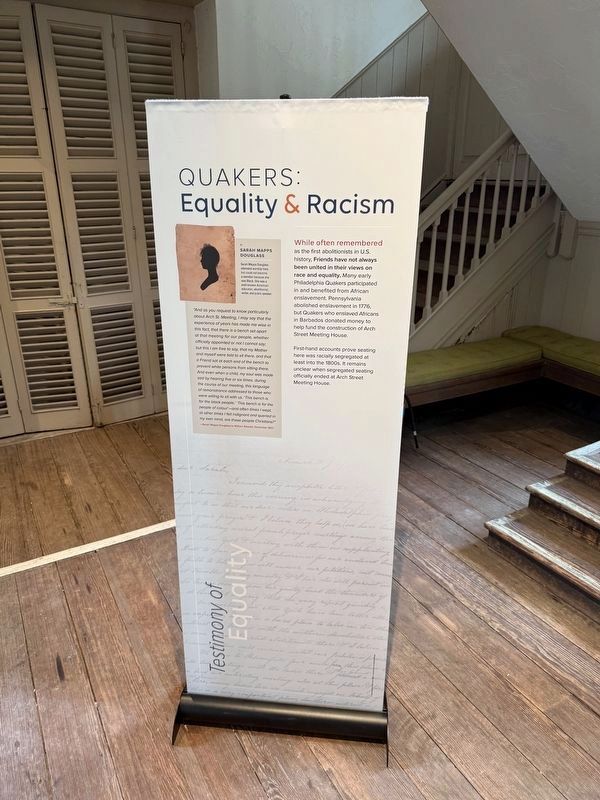 Equality & Racism signage inside of the Meeting House image. Click for full size.