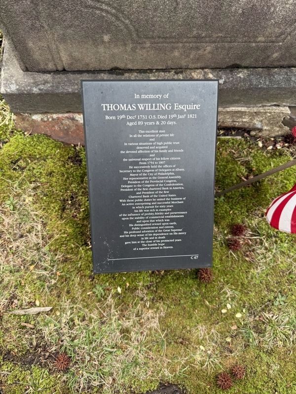 Thomas Willing Esquire Marker. Click for full size. Thomas Willing Esquire Marker image. Click for full size.