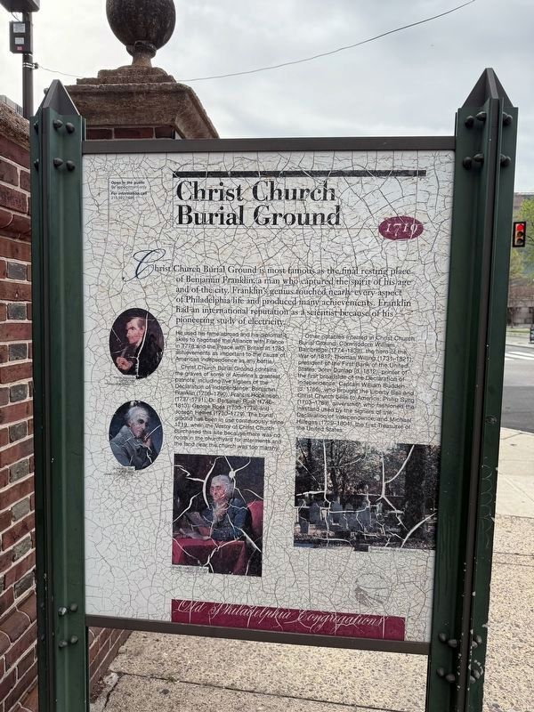 Christ Church Burial Ground Marker. Click for full size. Christ Church Burial Ground Marker image. Click for full size.