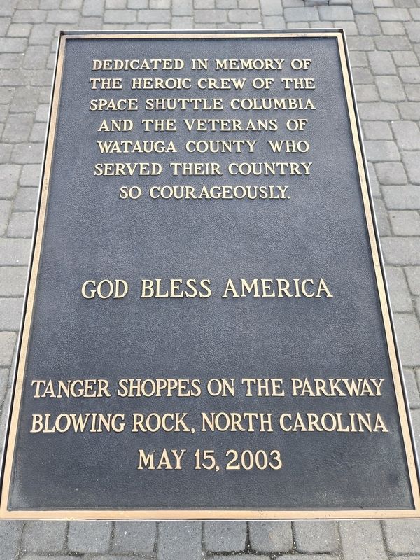 Space Shuttle Columbia/ Watauga County Veterans Memorial Marker image. Click for full size.