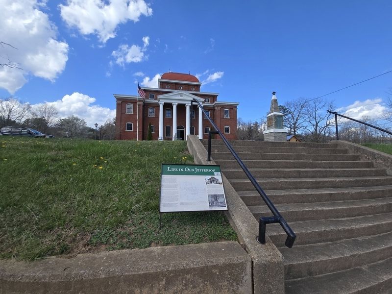 Life in Old Jefferson Marker. Museum of Ashe Co. History formerly the courthouse in the background. Click for full size. Life in Old Jefferson Marker. Museum of Ashe Co. History formerly the courthouse in the background image. Click for full size.