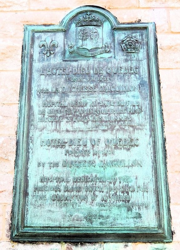 Hôtel-Dieu de Québec Marker. Click for full size. Hôtel-Dieu de Québec Marker image. Click for full size.