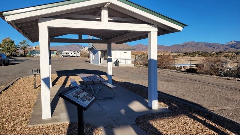 The view of the Los Alamos Project Main Gate Park Marker. Click for full size. The view of the Los Alamos Project Main Gate Park Marker image. Click for full size.