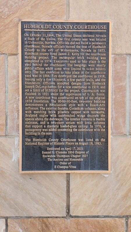 Humboldt County Courthouse Marker. Click for full size. Humboldt County Courthouse Marker image. Click for full size.