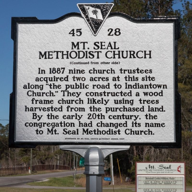 Mt. Seal Methodist Church Marker, Side Two image. Click for full size.